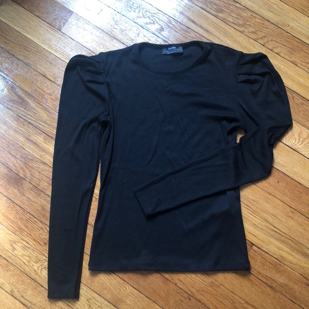 Bershka Puff Sleeve Rib Top